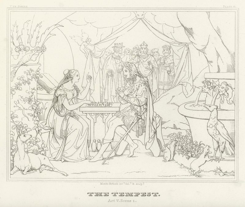 Stormen, Akt V, Scen 1 (gravyr) av Friedrich August Moritz Retzsch
