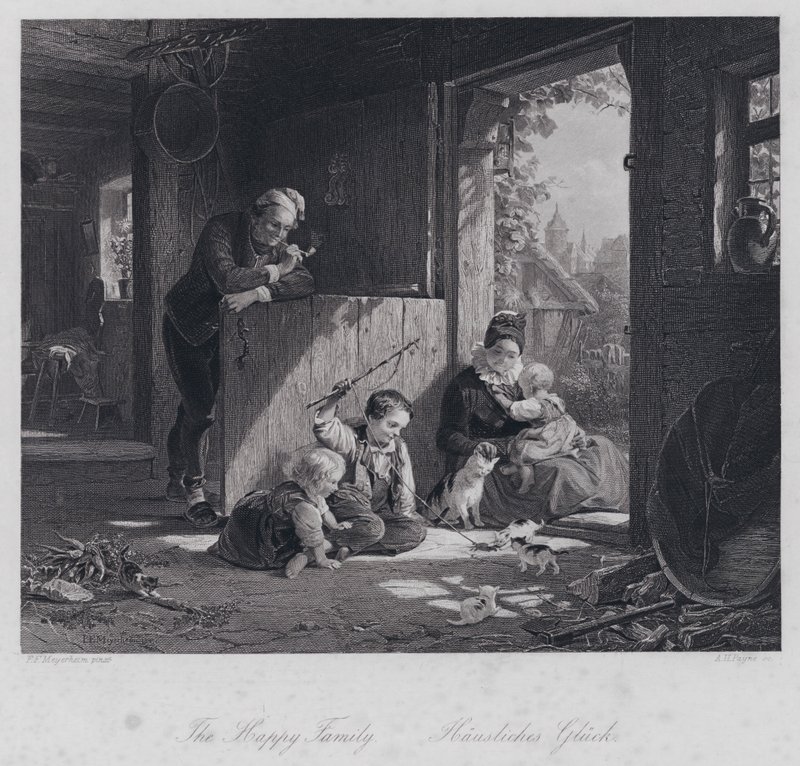 Den lyckliga familjen (gravyr) av Friedrich Edouard Meyerheim