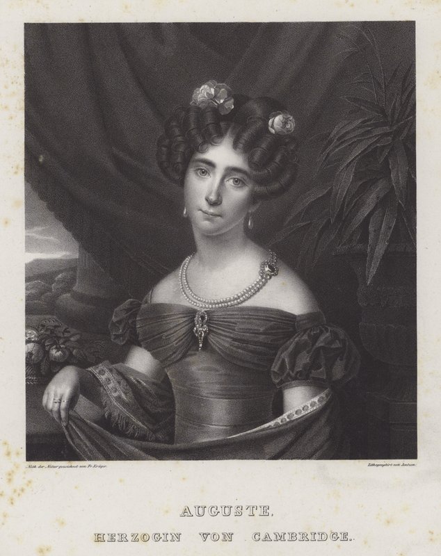 Augusta, hertiginna av Cambridge (litho) av Friedrich Jentzen