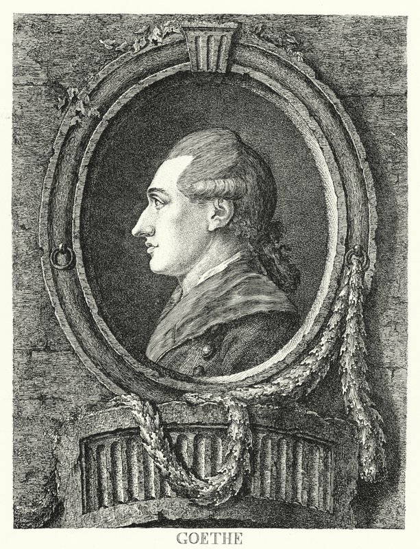 Johann Wolfgang von Goethe, tysk poet, romanförfattare och dramatiker (gravyr) av Friedrich Kirschner