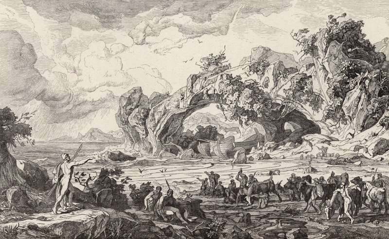 Dödande av Helios heliga boskap (gravyr) av Friedrich the Elder Preller