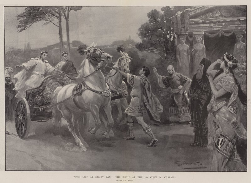 Ben-Hur, vid Drury Lane, scenen vid fontänen i Castalia av G.S. Amato