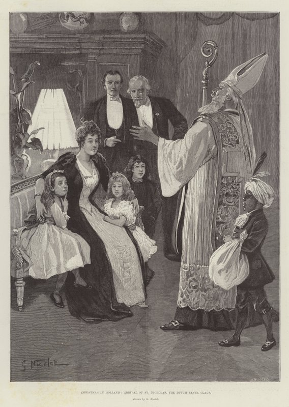Jul i Holland, ankomsten av St Nicholas, den holländska jultomten av Gabriel Nicolet