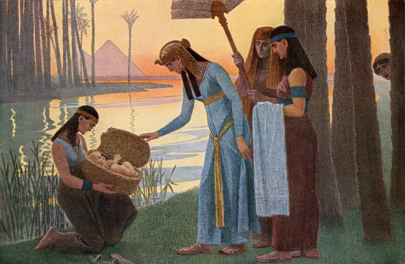 Upptäckten av barnet Moses i skogarna i Egypten av Gebhard Fugel