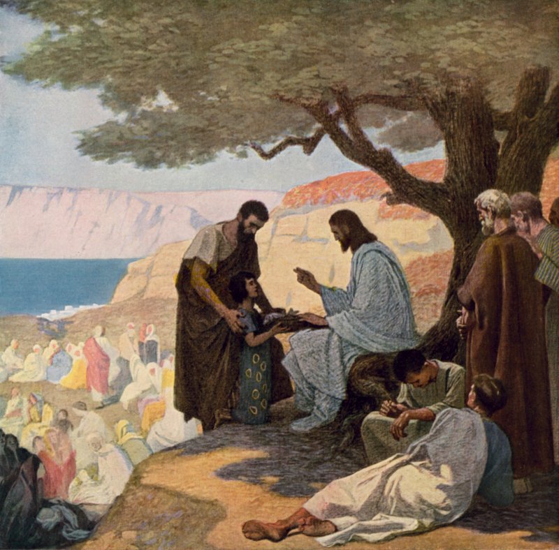 Jesus och miraklet med folkmassans näring av Gebhard Fugel