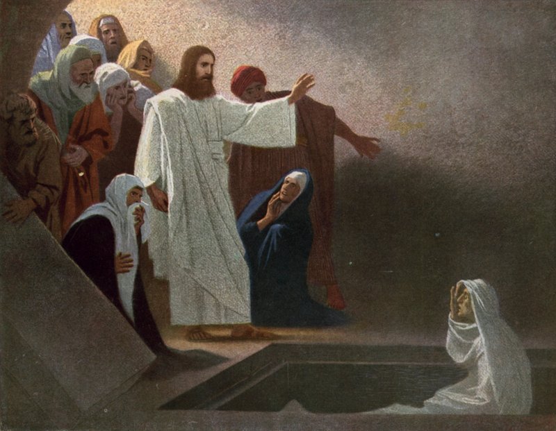 Jesus uppväcker Lasarus från de döda av Gebhard Fugel