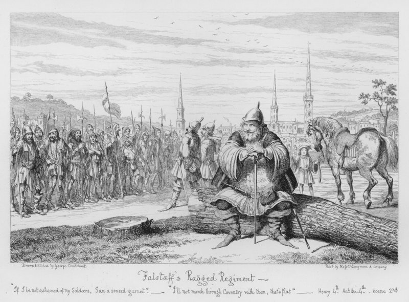 Falstaffs trasiga regemente av George Cruikshank