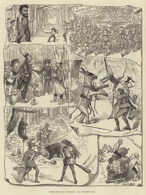 Scener från Pantomimes av George Cruikshank