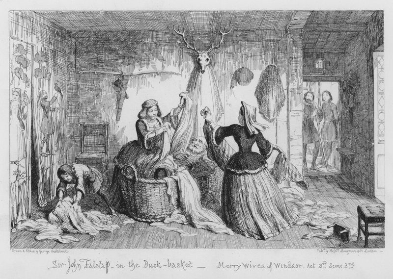 Sir John Falstaff i buck-korgen av George Cruikshank