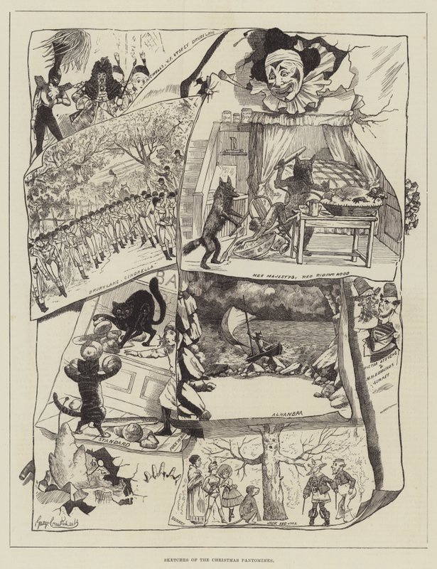 Skisser av julpantomimerna av George Cruikshank