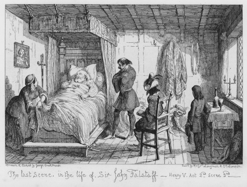 Den sista scenen, i Sir John Falstaffs liv av George Cruikshank