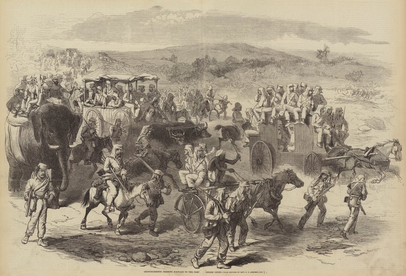 Förstärkningar pressar fram till lägret före Delhi av George Francklin Atkinson