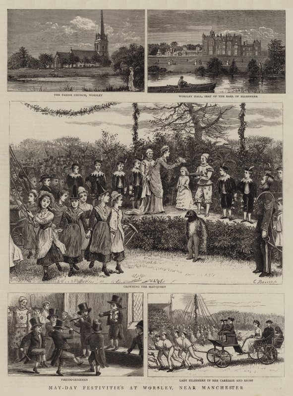 Festligheter på första maj i Worsley, nära Manchester av George Goodwin Kilburne