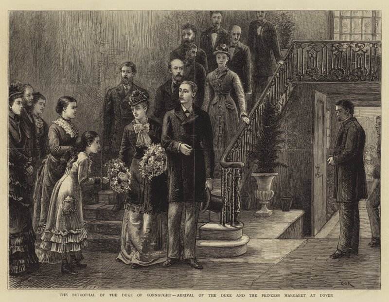 Trolovningen av hertigen av Connaught, ankomsten av hertigen och prinsessan Margaret till Dover av George Goodwin Kilburne