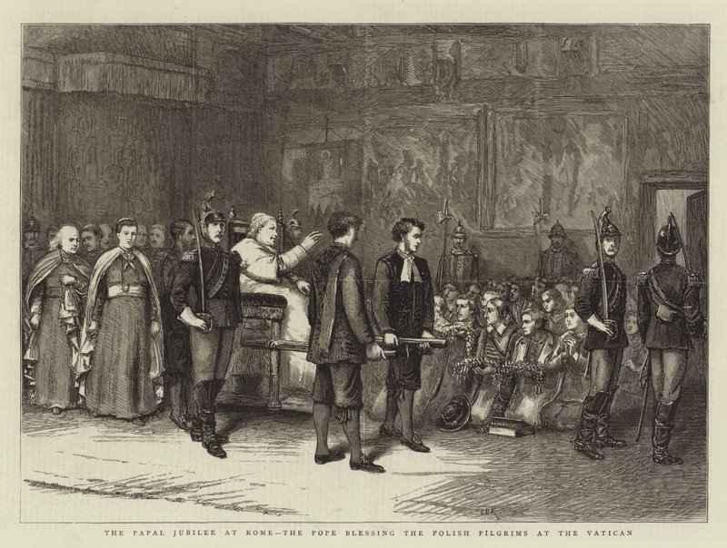 Det påvliga jubileet i Rom, påven välsignade de polska pilgrimerna i Vatikanen av George Goodwin Kilburne