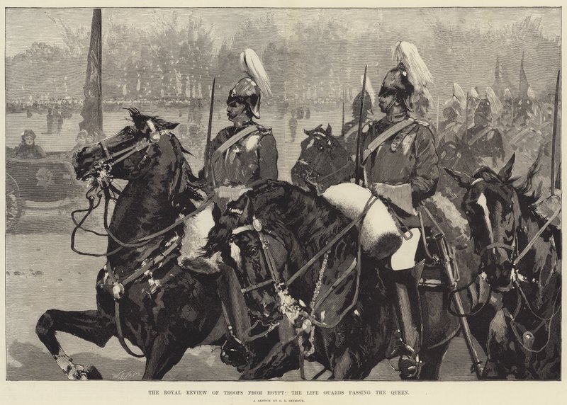 Den kungliga granskningen av trupper från Egypten, livgardet passerar drottningen av George L. Seymour