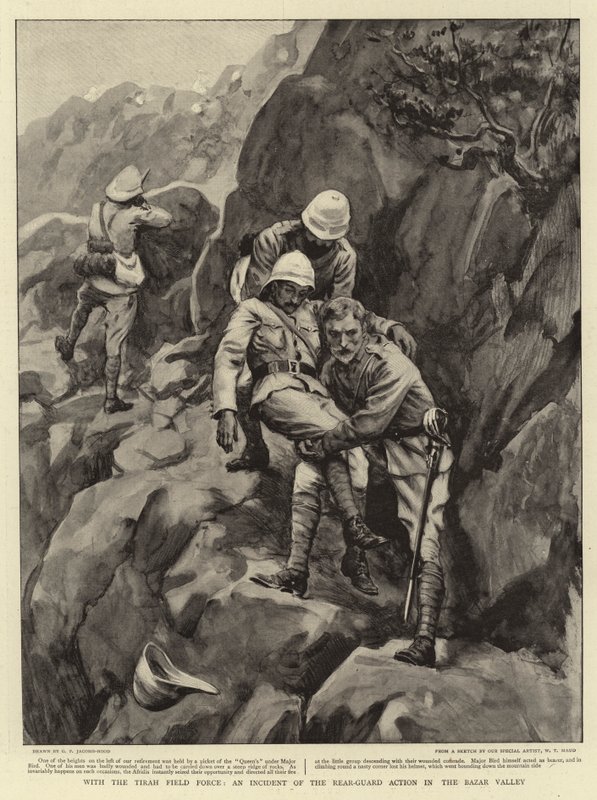 Med Tirah Field Force, en incident av bakvaktsaktionen i Bazardalen av George Percy Jacomb Hood