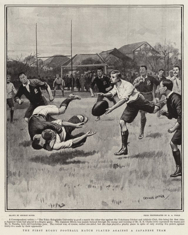 Den första rugbymatchen mot ett japanskt lag av George Soper