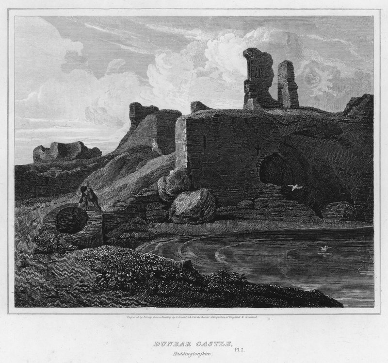 Dunbar Castle, Haddingtonshire (gravyr) av George (after) Arnald