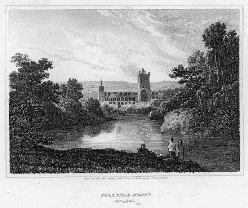Jedburgh Abbey, Roxburghshire (gravyr) av George (after) Arnald