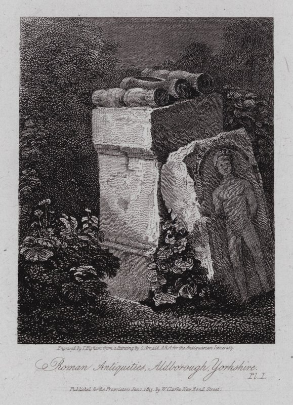 Romerska antikviteter, Aldborough, Yorkshire (gravyr) av George (after) Arnald