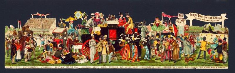 Derby Day: på banan (chromolitho) av George (after) Cruikshank