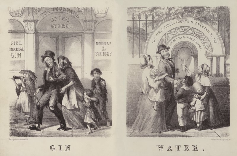 Gin och vatten (gravyr) av George (after) Cruikshank
