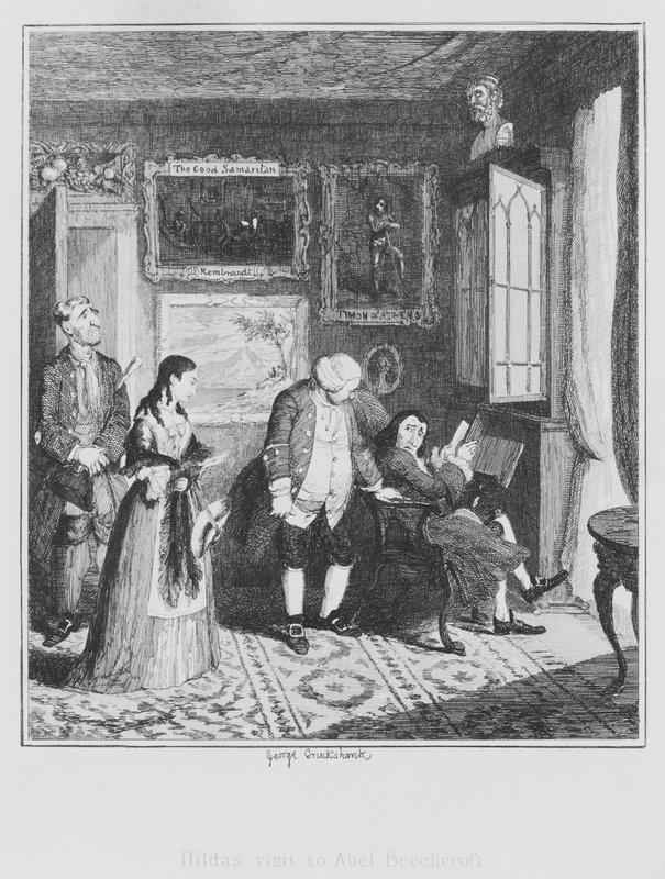 Hildas besök hos Abel Beechcroft (gravyr) av George (after) Cruikshank