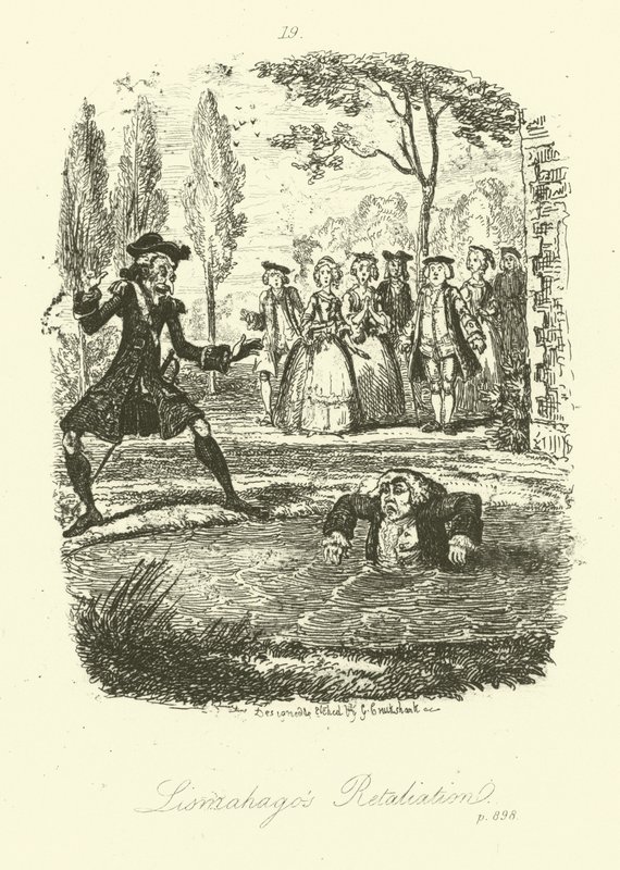 Illustration till Humphry Clinker av Tobias Smollett (gravyr) av George (after) Cruikshank