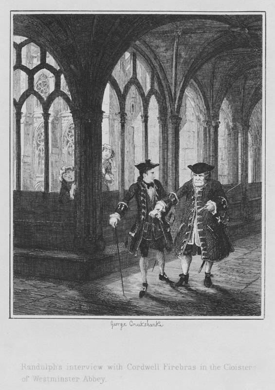 Randulphs intervju med Cordwell Firebras i klostret i Westminster Abbey (gravyr) av George (after) Cruikshank