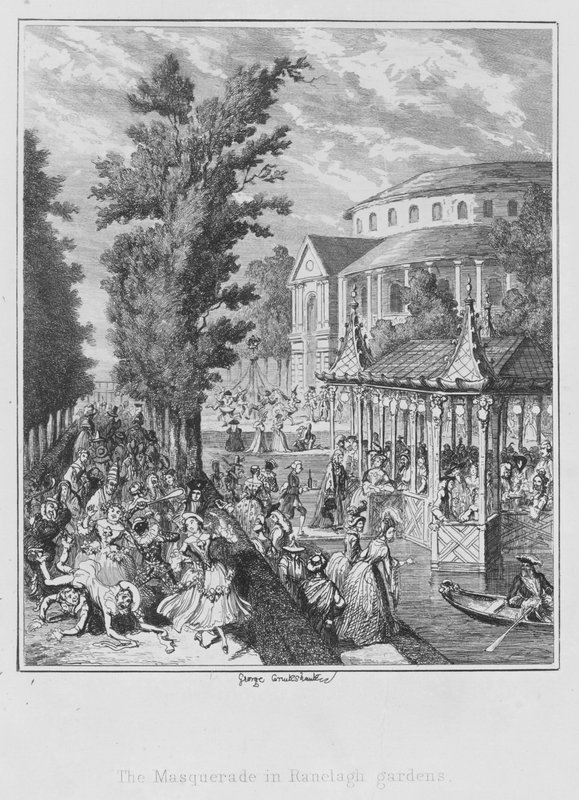 Maskeraden i Ranelagh trädgårdar (gravyr) av George (after) Cruikshank