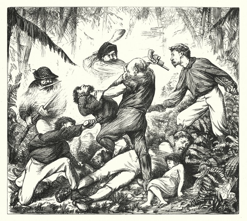 En gevärsduell i Arkansas (gravyr) av George (after) Du Maurier