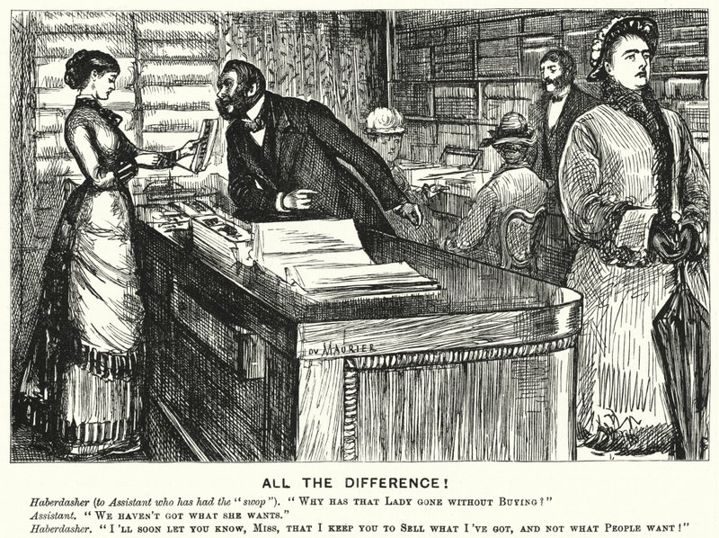 Punch cartoon: All the Difference! (gravyr) av George (after) Du Maurier