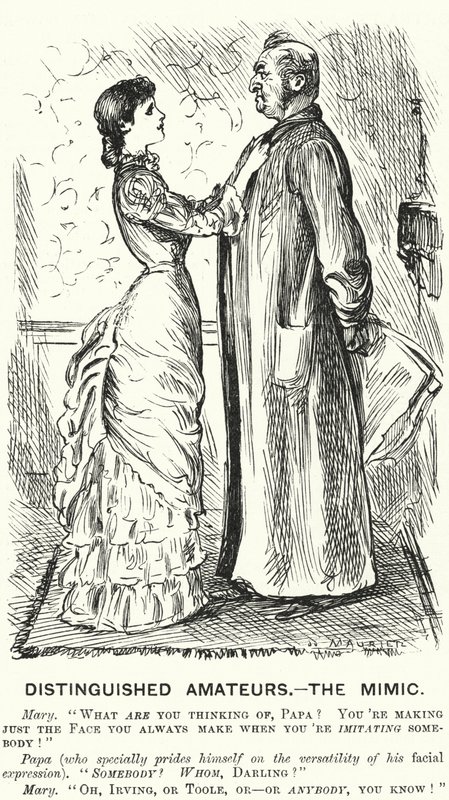 Punch cartoon: Distinguished Amateurs - the Mimic (gravyr) av George (after) Du Maurier