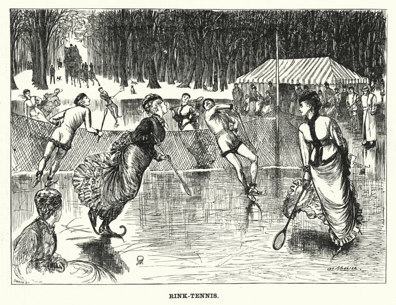 Punch tecknad: Rink-Tennis (gravyr) av George (after) Du Maurier