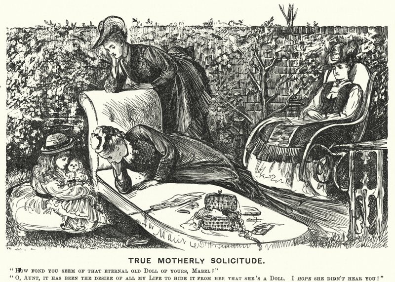 Punch tecknad: True Motherly Solicitude (gravyr) av George (after) Du Maurier
