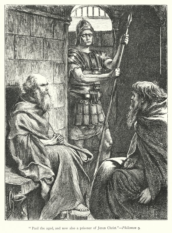 Paulus i fängelse (gravyr) av George (after) Du Maurier