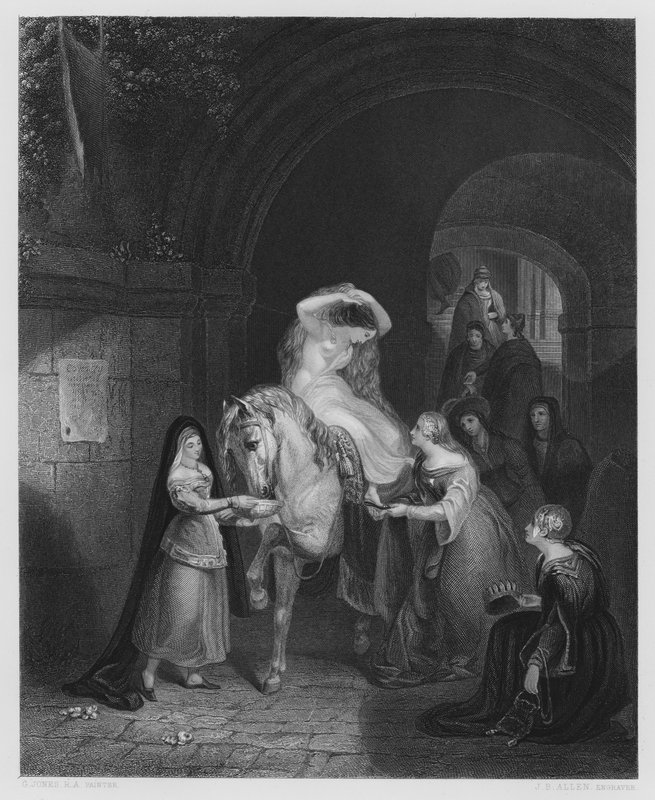 Lady Godiva, från bilden i Vernon Gallery (gravyr) av George (after) Jones