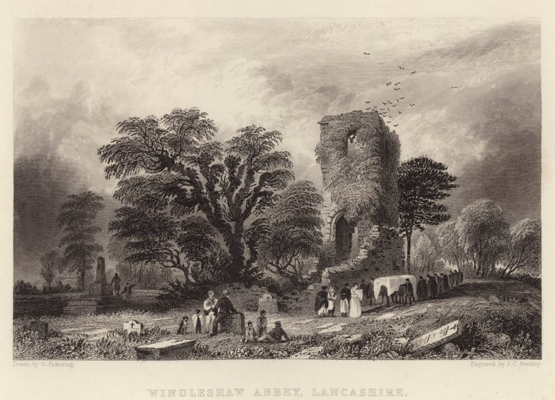 Windleshaw Abbey, Lancashire (gravyr) av George (after) Pickering