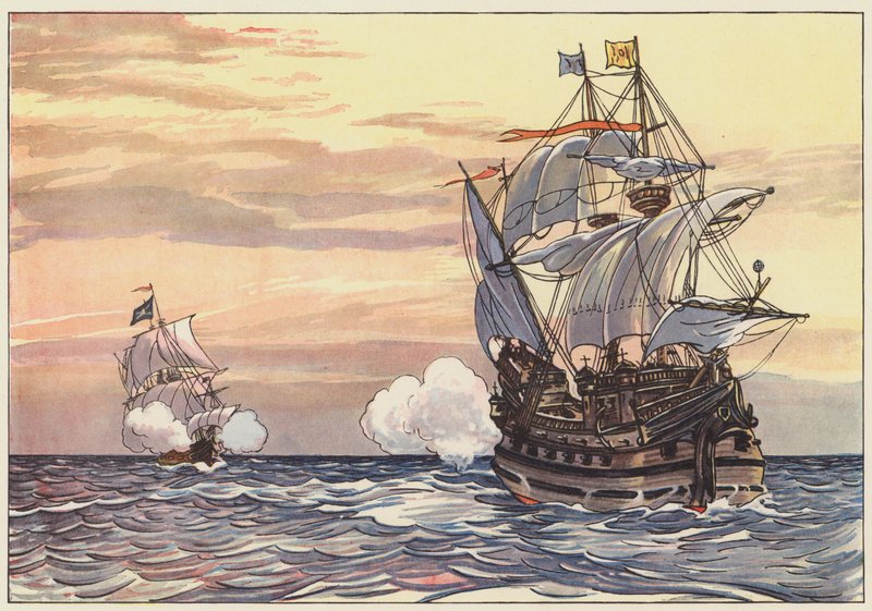En spansk köpman som jagas av en pirat av George Alfred Williams