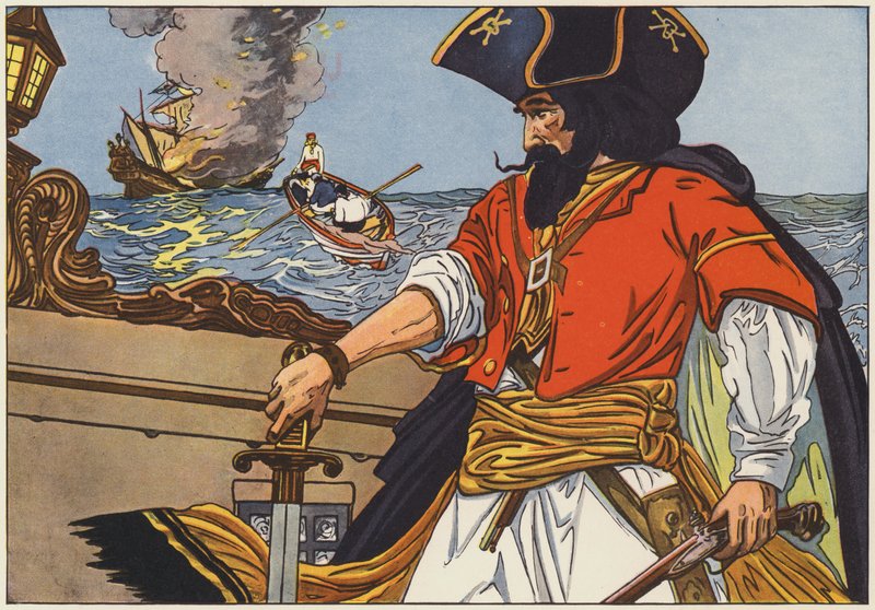 Blackbeard, den mest kända av Atlantkustens pirater av George Alfred Williams