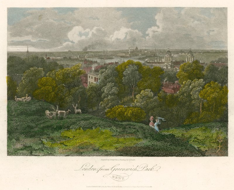 London från Greenwich Park, Kent av George Arnald