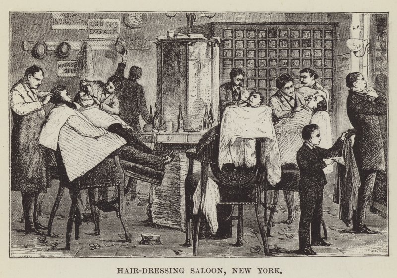 Frisörsalong, New York av George Augustus Sala