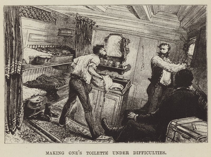 Att göra Ones Toilette under Svårigheter av George Augustus Sala