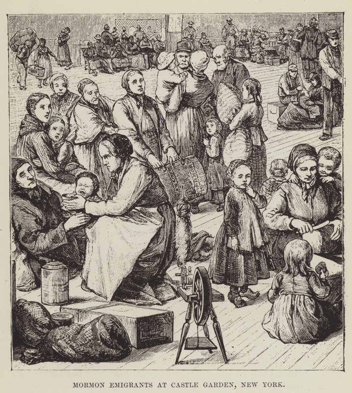 Mormonemigranter i Castle Garden, New York av George Augustus Sala