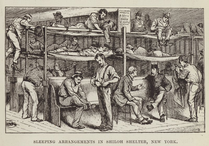 Sovställen i Shiloh Shelter, New York av George Augustus Sala