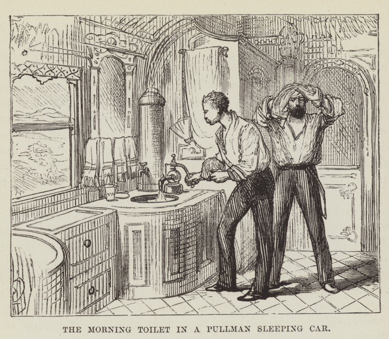 Morgontoaletten i en Pullman sovvagn av George Augustus Sala