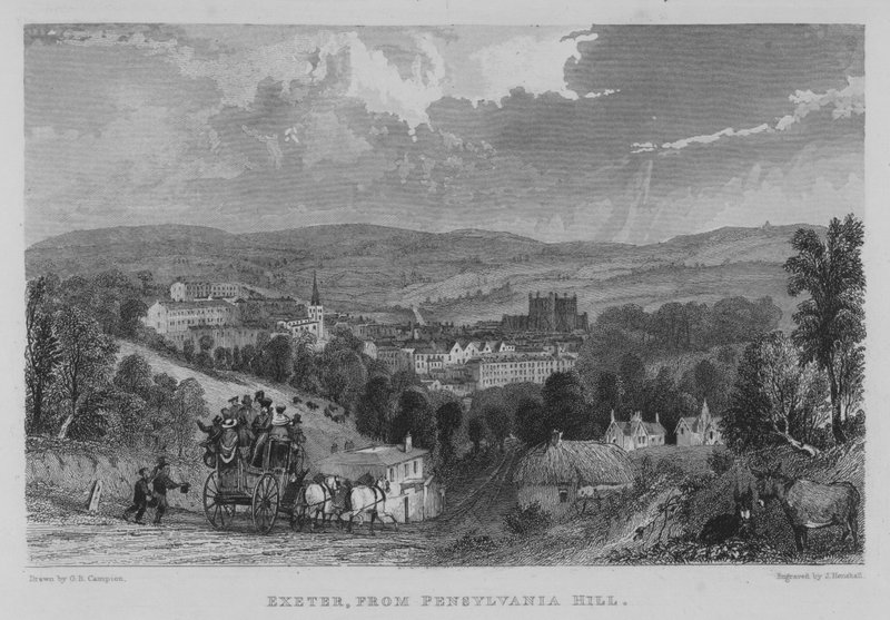 Exeter, från Pensylvania Hill (gravyr) av George Bryant Campion