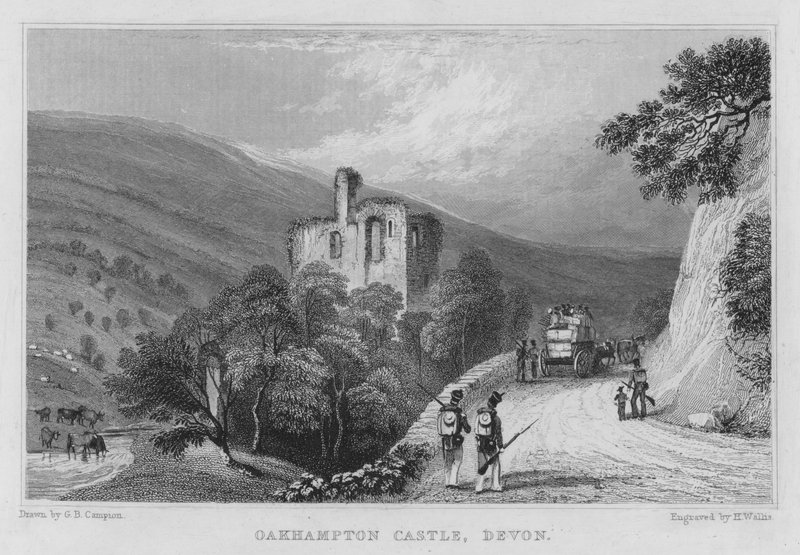 Okehampton Castle, Devon (gravyr) av George Bryant Campion