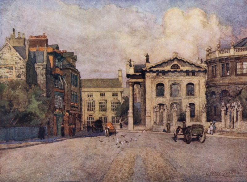 Oxford: Broad Street (färg litho) av George Carline